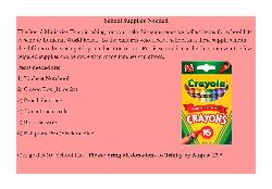 School Supplies Needed