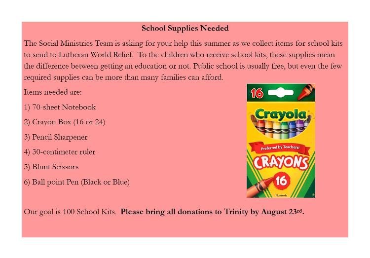 School Supplies Needed